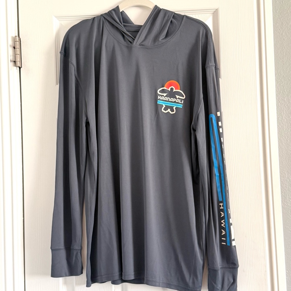 Kaanapali Men's Long-Sleeve UPF Hooded Top Charcoal Large